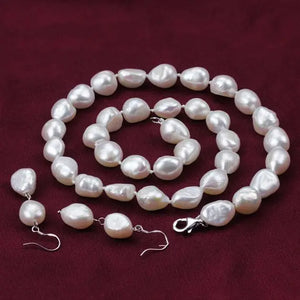Baroque Freshwater Pearl Necklace Earrings Set
