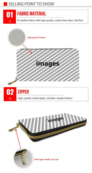 Unique Seal Letter Long Wallet Zipper Purse Lightweight Unisex Clutch Bag