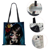 Sugar Skull Print Tote Bag Women Shoulder Handbag Large Capacity Foldable Lady