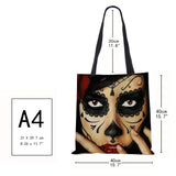Sugar Skull Print Tote Bag Women Shoulder Handbag Large Capacity Foldable Lady