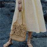 Vintage Macrame Hollow Out Cotton Beach Bag Tote Boho Shoulder Bag