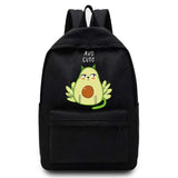 Canvas Avocado Printed Backpack Student Schoolbag Rucksack