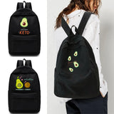 Canvas Avocado Printed Backpack Student Schoolbag Rucksack
