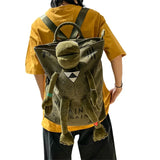 Plush Frog Monster Zip Large School Backpack Unisex Graffiti Inlaid
