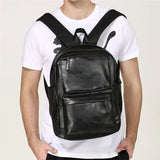 Unisex Business Backpack Travel Bag Pu Leather Men's Shoulder Bags Casual Bag