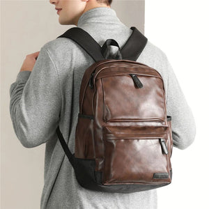 Unisex Business Backpack Travel Bag Pu Leather Men's Shoulder Bags Casual Bag