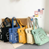 Bear Pattern Canvas Tote Bag Adjustable Strap Kids Crossbody Bag
