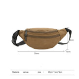 Canvas Waist Pack Double Layer Zipper Chest Bag