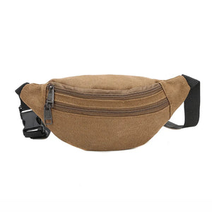 Canvas Waist Pack Double Layer Zipper Chest Bag