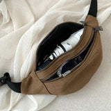 Canvas Waist Pack Double Layer Zipper Chest Bag