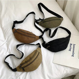 Canvas Waist Pack Double Layer Zipper Chest Bag