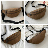 Canvas Waist Pack Double Layer Zipper Chest Bag