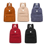 Unisex Corduroy Backpack School Bag Daypack Shoulders Bag Satchel