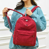 Unisex Corduroy Backpack School Bag Daypack Shoulders Bag Satchel