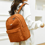 Unisex Corduroy Backpack School Bag Daypack Shoulders Bag Satchel
