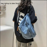 Large Capacity Crossbody Bag Denim Messenger Shoulder Bag