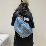 Unisex Crossbody Bag Shoulder Bag Girls Denim Large Capacity Messenger Bag