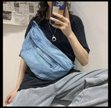 Unisex Crossbody Bag Shoulder Bag Girls Denim Large Capacity Messenger Bag
