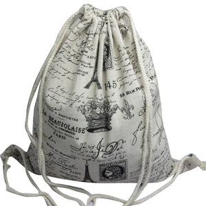Unisex Retro Canvas Drawstring Backpack European Style Travel Bag