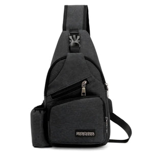 Unisex USB Charge Chest Bag Antitheft Travel Crossbody Sling Shoulder Bag