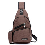 Unisex USB Charge Chest Bag Antitheft Travel Crossbody Sling Shoulder Bag