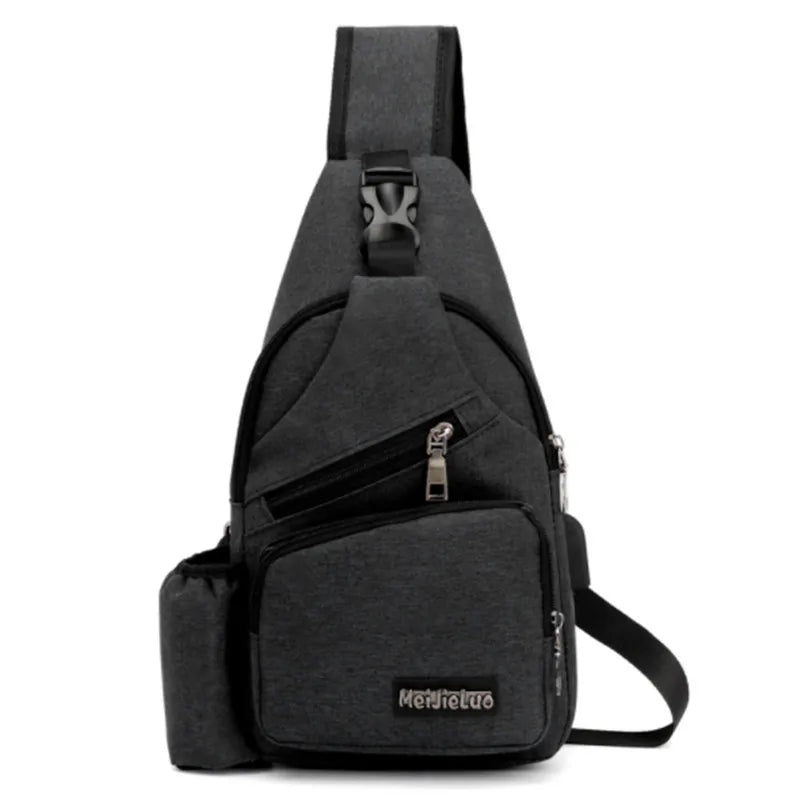 Unisex USB Charge Chest Bag Antitheft Travel Crossbody Sling Shoulder Bag