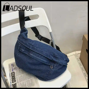 Unisex Denim Chest Bag Harajuku Style Messenger Bag
