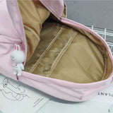 Unisex Nylon Backpack Student College Style Solid Pendant Backpack