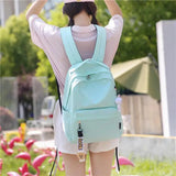 Unisex Nylon Backpack Student College Style Solid Pendant Backpack