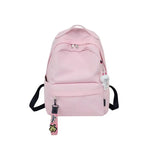 Unisex Nylon Backpack Student College Style Solid Pendant Backpack