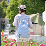 Unisex Nylon Backpack Student College Style Solid Pendant Backpack