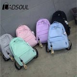 Unisex Nylon Backpack Student College Style Solid Pendant Backpack