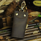 Unisex Leather Car Key Bags Holder Keyring Covers Pouch Crazy Horse Cowh