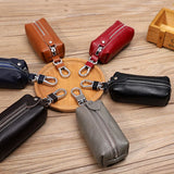 Leather Car Key Wallets Key Holder Housekeeper Organizer Zipper Key Case