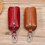 Leather Car Key Wallets Key Holder Housekeeper Organizer Zipper Key Case