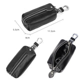 Leather Car Key Wallets Key Holder Housekeeper Organizer Zipper Key Case