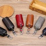 Leather Car Key Wallets Key Holder Housekeeper Organizer Zipper Key Case