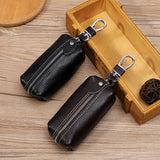 Leather Car Key Wallets Key Holder Housekeeper Organizer Zipper Key Case