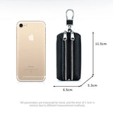 Double Zipper Leather Key Wallet Holder Keychain Case