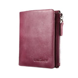 Unisex Vintage Leather Wallet Short Cowhide Purse Coin Purse Pocket