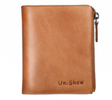Unisex Vintage Leather Wallet Short Cowhide Purse Coin Purse Pocket