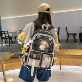 Japanese Canvas School Backpack Plaid Design Large Capacity
