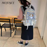 Japanese Canvas Backpack Plaid School Bag Student Travel Backpacks
