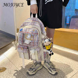 Japanese Canvas Backpack Plaid School Bag Student Travel Backpacks