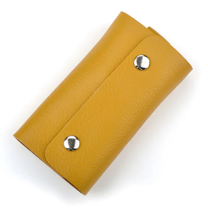 Unisex Leather Key Holder Mini Keychain Key Bag Cover Compact Small House Key Ca