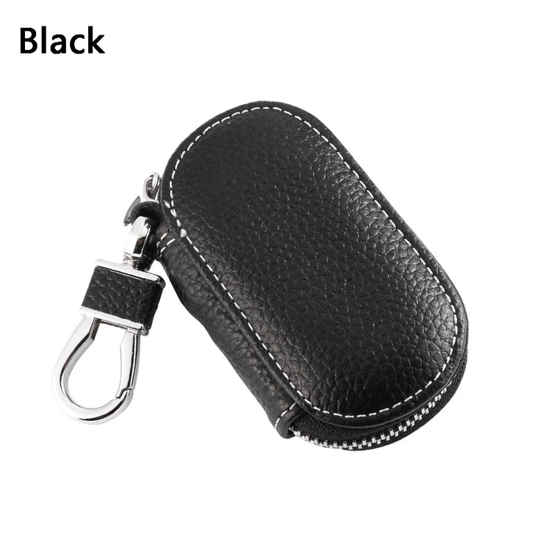 Leather Keychain Covers Men Key Holder Zipper Key Case