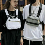 Unisex Men Women Canvas Chest Bag Hip Hop Streetwear Casual Adjustable
