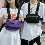 Unisex Men Women Canvas Chest Bag Hip Hop Streetwear Casual Adjustable