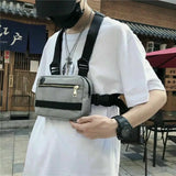 Unisex Men Women Canvas Chest Bag Hip Hop Streetwear Casual Adjustable
