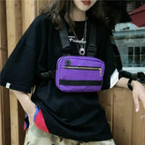 Unisex Men Women Canvas Chest Bag Hip Hop Streetwear Casual Adjustable